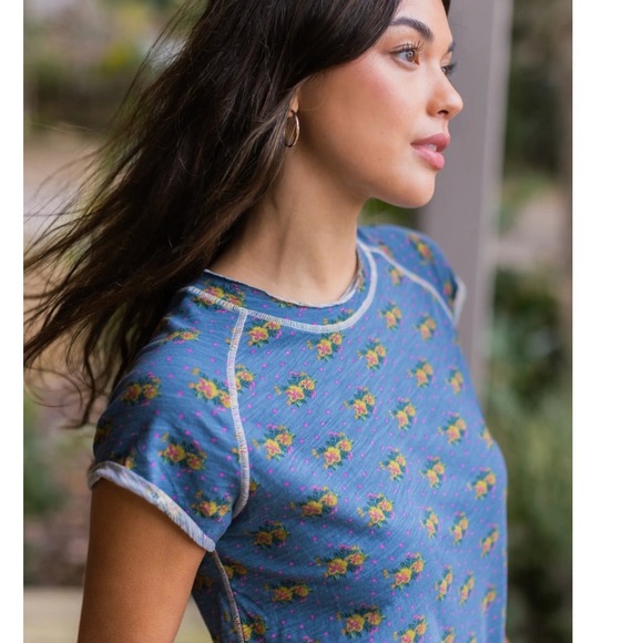 Natural Life Lily Cotton Short Sleeve Tee Shirt Size Small Blue - Picture 3 of 8